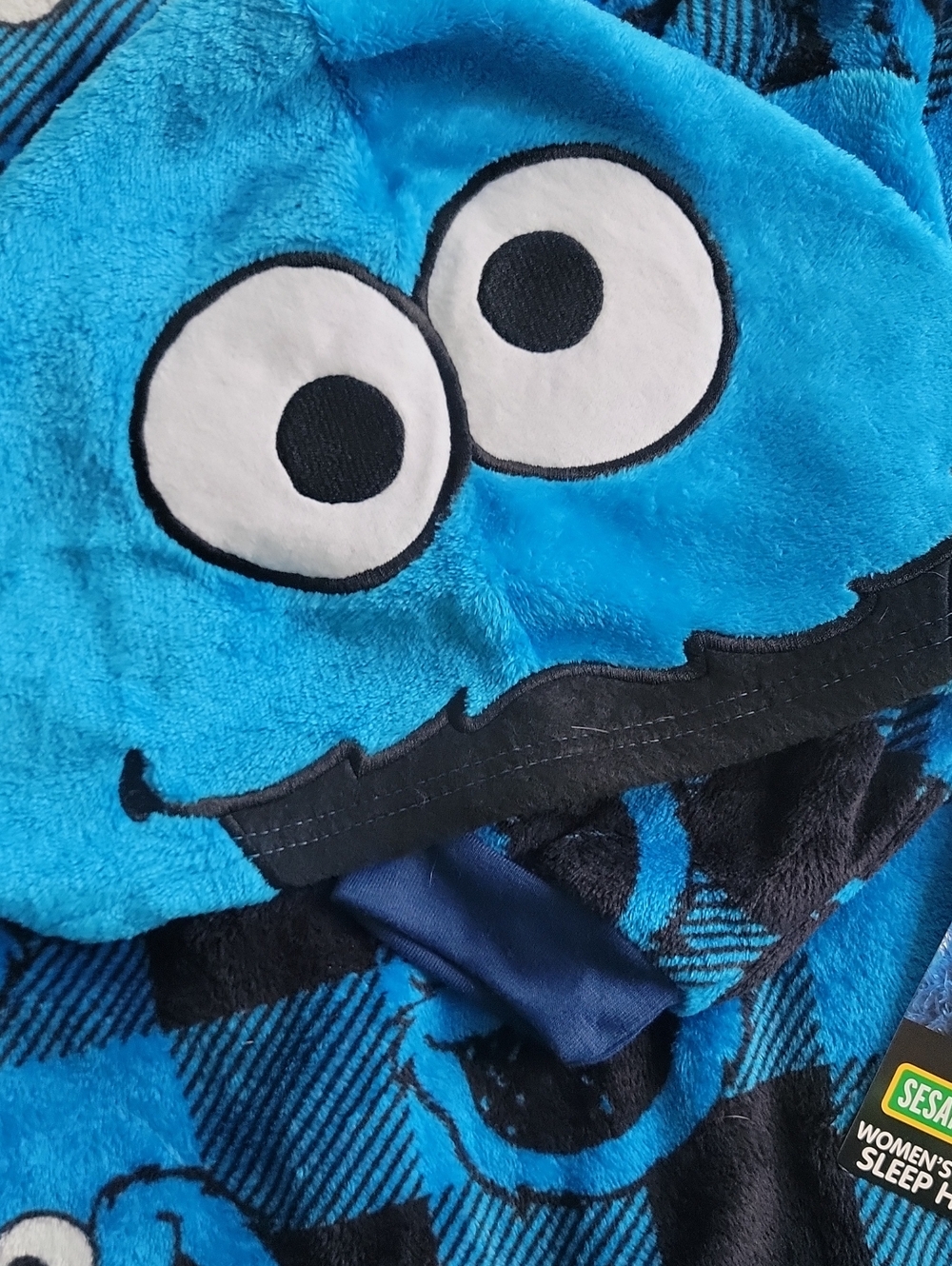Sesame Street Bright Blue Cookie Monster Plush Hooded Top